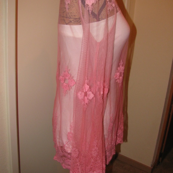Pink Sheer Lace Bohemian Mesh Top - Picture 4 of 7